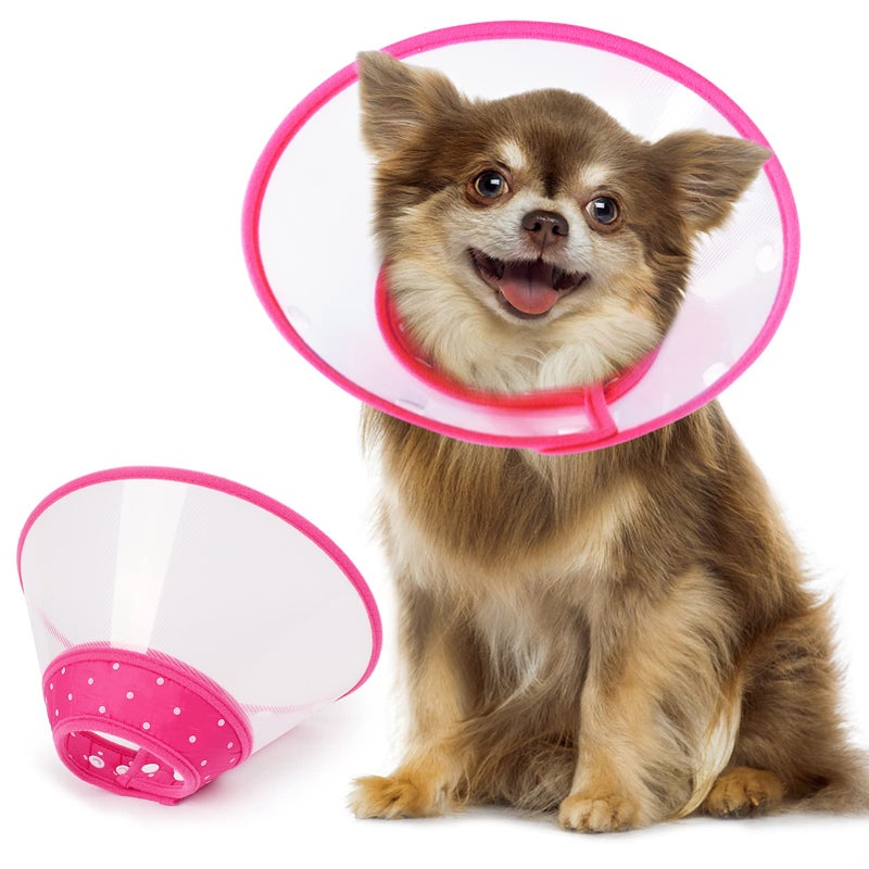 Vivifying Pet Cone for Cats and Small Dogs, 3 Size of Adjustable 5.7-8in Lightweight Recovery Elizabethan Collar for Cats, Puppies and Mini Dogs (Pink) - Image 1
